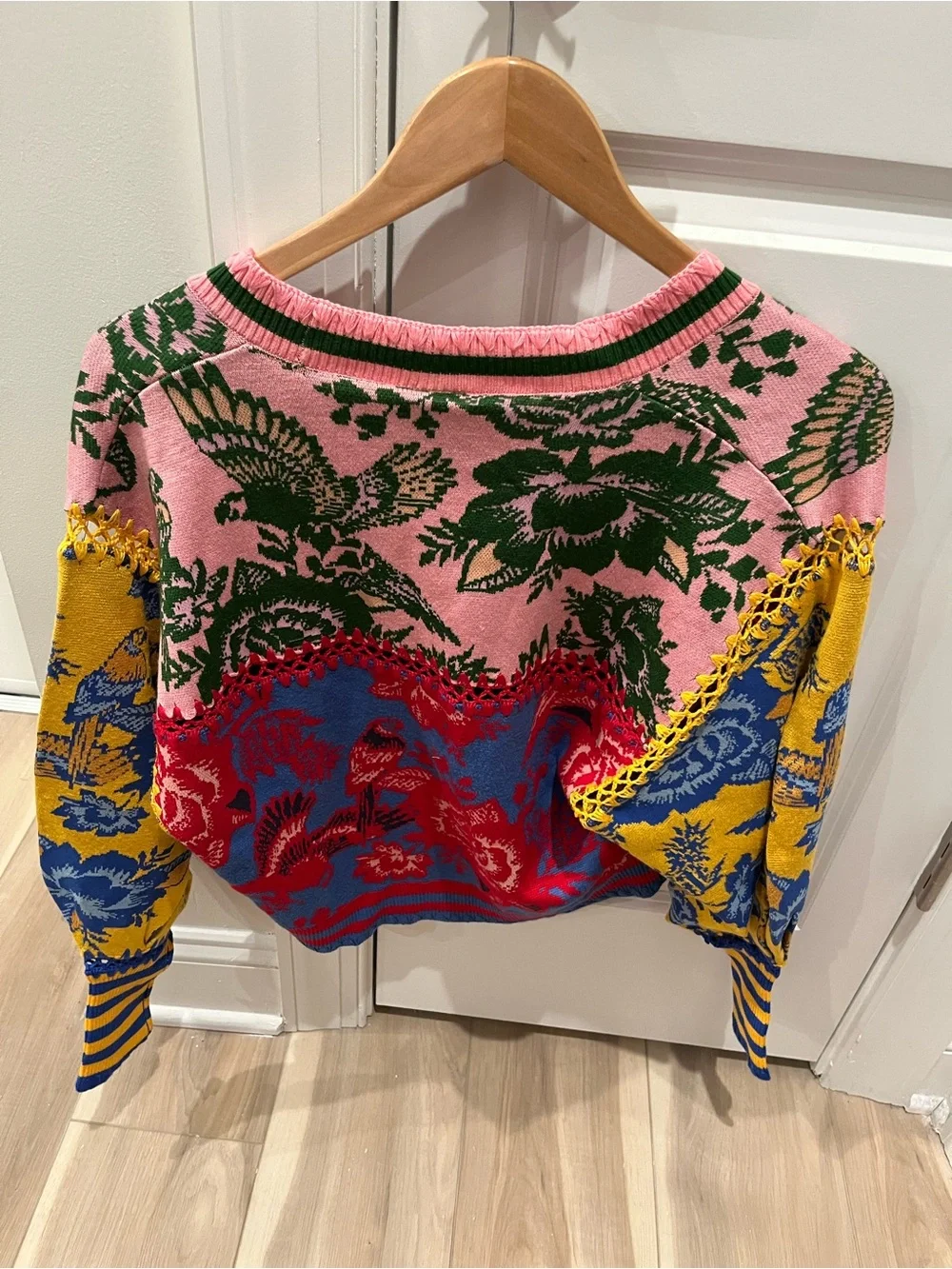 NWT FARM Rio Floral De Renda Patch Knit Cardigan S - Picture 7 of 8